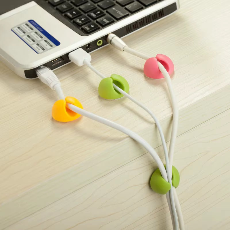 2Pcs Rubber Silicone Cable Clip Desk Tidy Organiser Wire Lead USB Charger Mouse Organizer Holder Charger Cable Collector