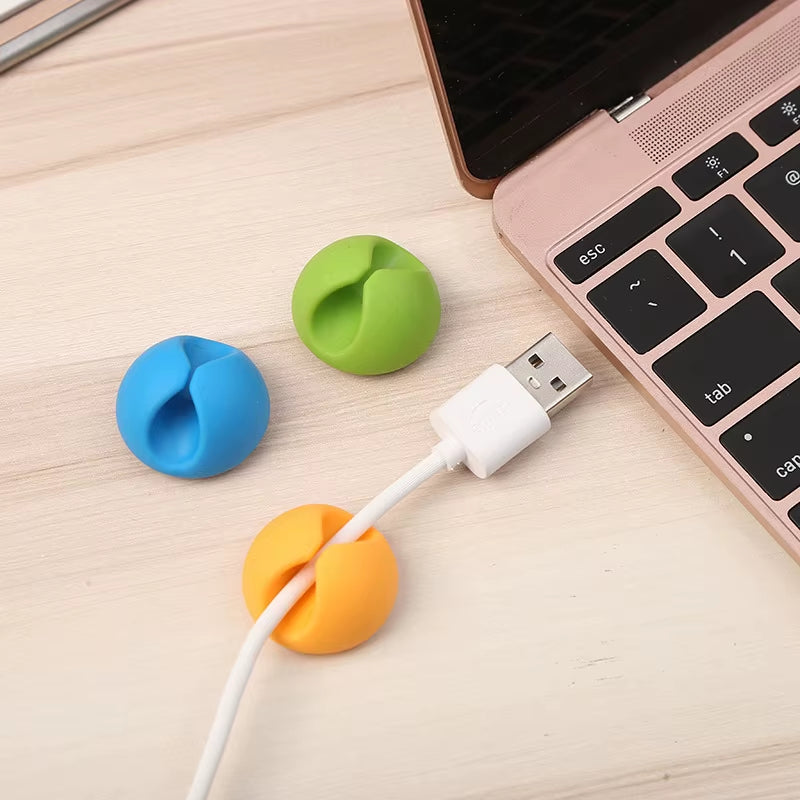 2Pcs Rubber Silicone Cable Clip Desk Tidy Organiser Wire Lead USB Charger Mouse Organizer Holder Charger Cable Collector