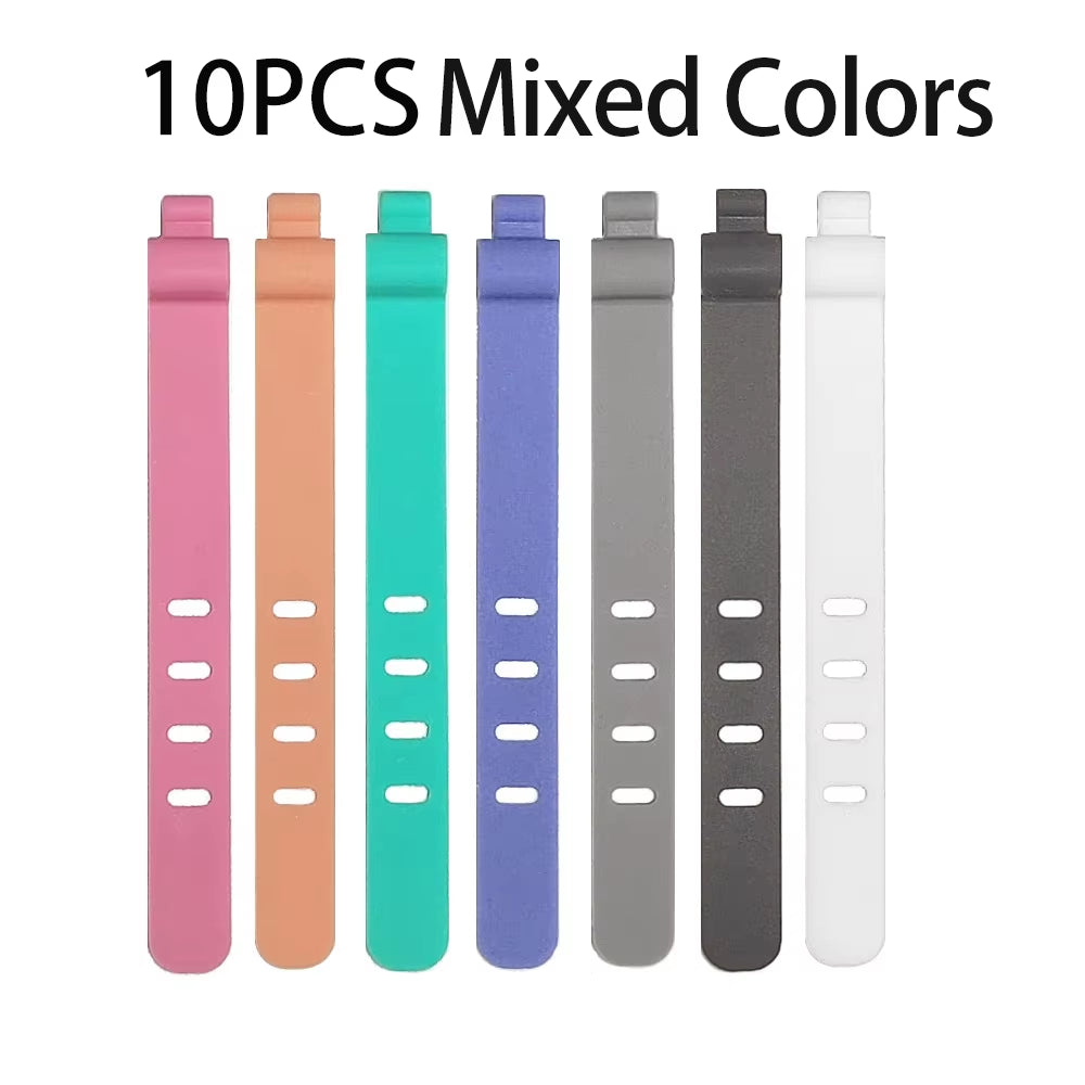 10PC Silicone Cable Strap Clips Wire Organizer Data Cable Reusable Cable Tie 3 Holes Beam Line Cord Winder Holder Keeper Manager