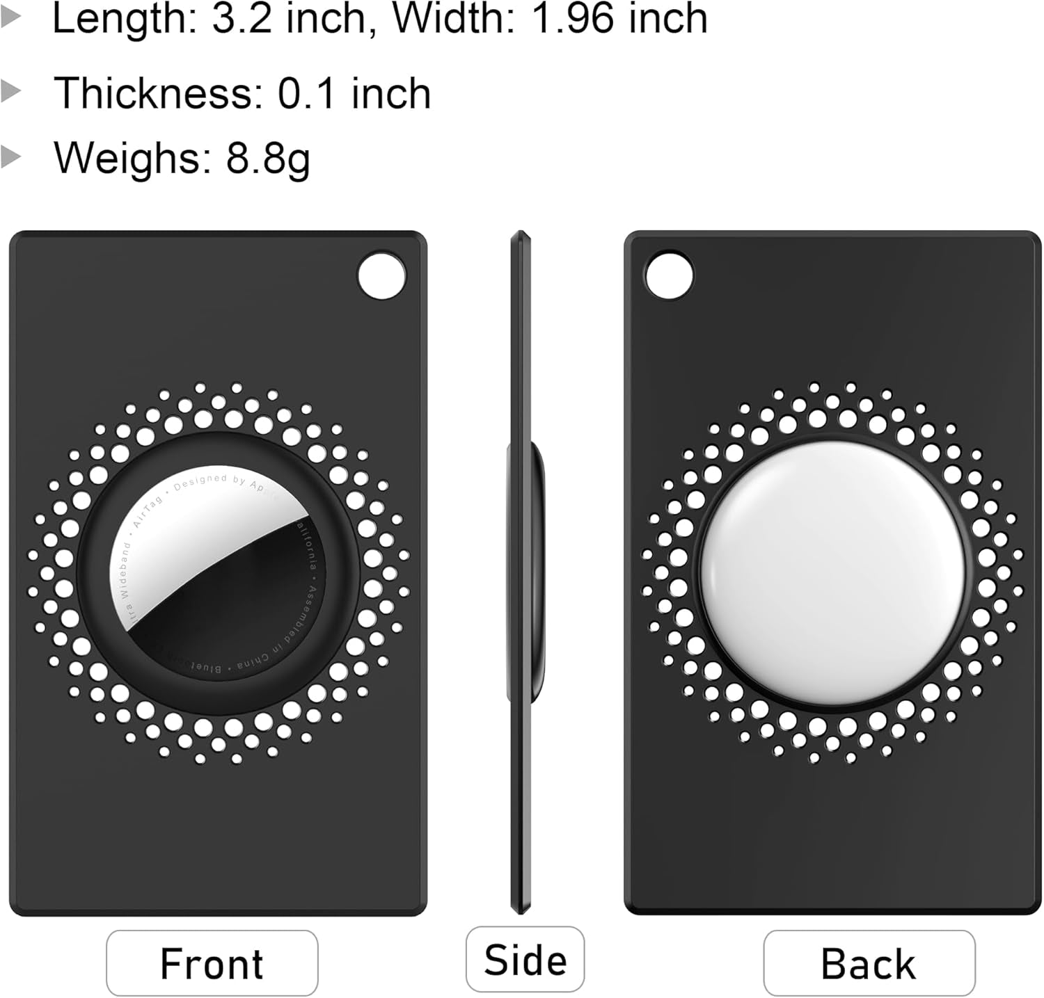 2 Pcs for Airtag Wallet Holder, Card Case for Airtags Credit Card Size with Keychain, Slim Safety Anti-Lost for Purse, Backpack, Handbag, Clutch (Black)