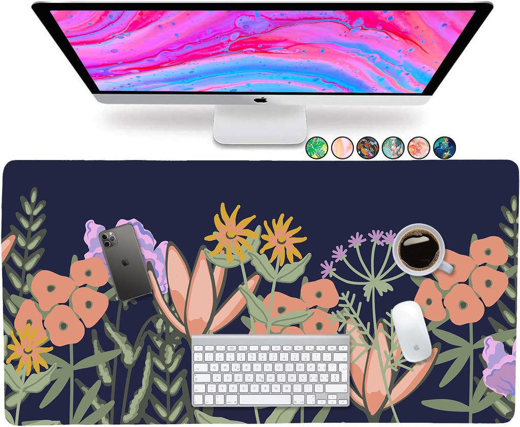 Large Floral Desk Mat - Stylish Pink Desk Pad for Keyboard and Mouse - Essential Home Office Accessory