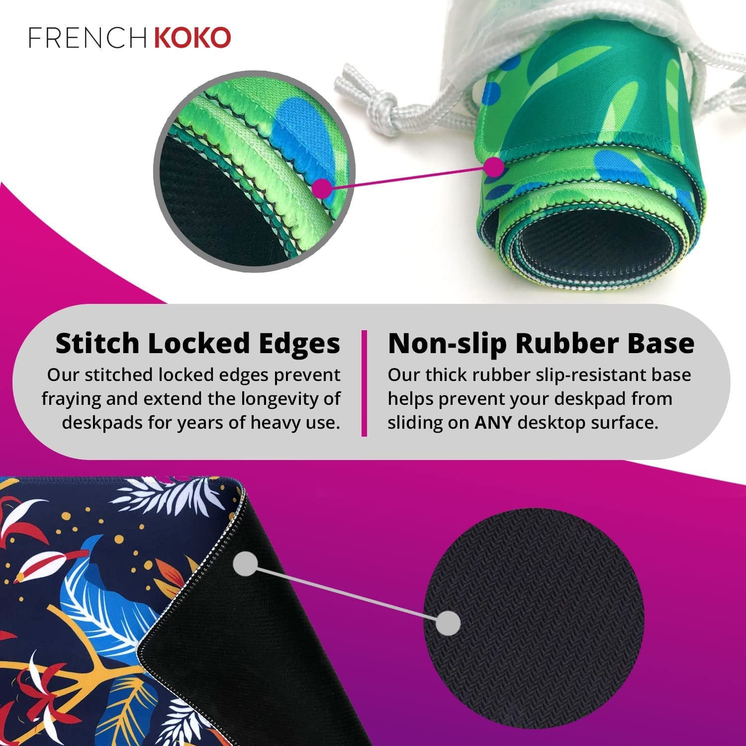 Large Floral Desk Mat - Stylish Pink Desk Pad for Keyboard and Mouse - Essential Home Office Accessory