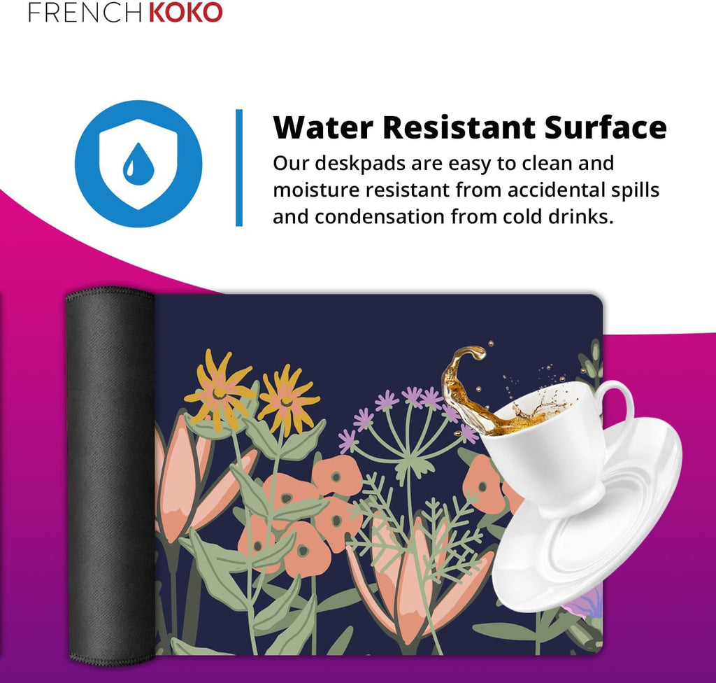 Large Floral Desk Mat - Stylish Pink Desk Pad for Keyboard and Mouse - Essential Home Office Accessory