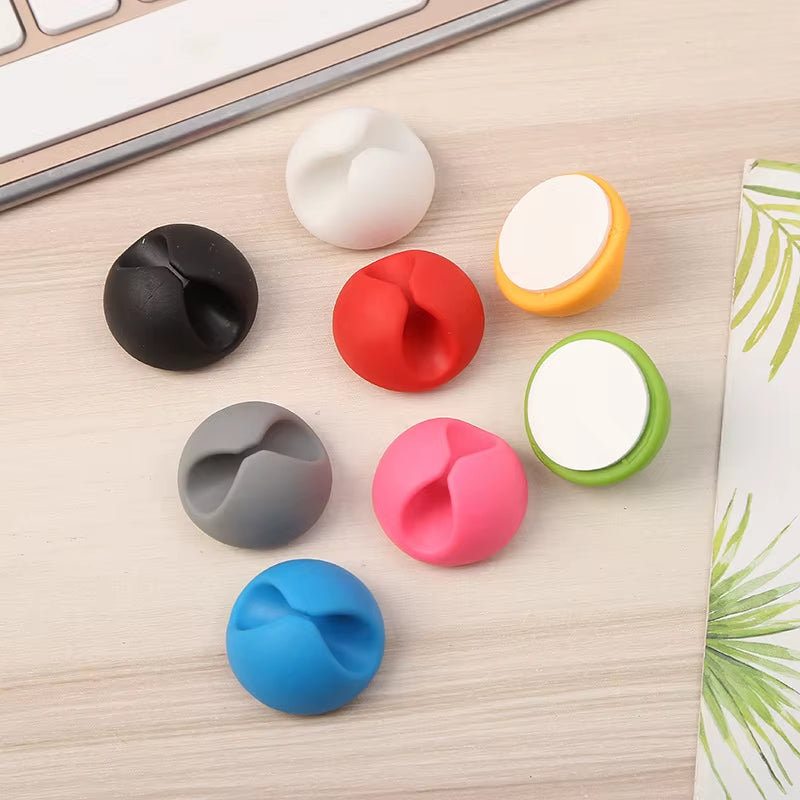 2Pcs Rubber Silicone Cable Clip Desk Tidy Organiser Wire Lead USB Charger Mouse Organizer Holder Charger Cable Collector