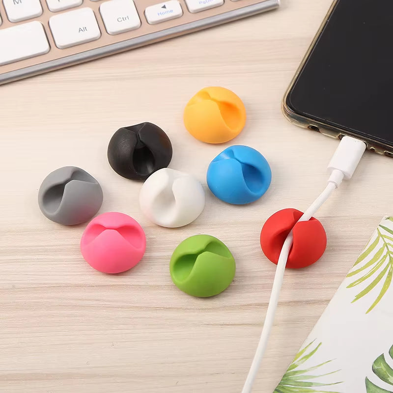 2Pcs Rubber Silicone Cable Clip Desk Tidy Organiser Wire Lead USB Charger Mouse Organizer Holder Charger Cable Collector