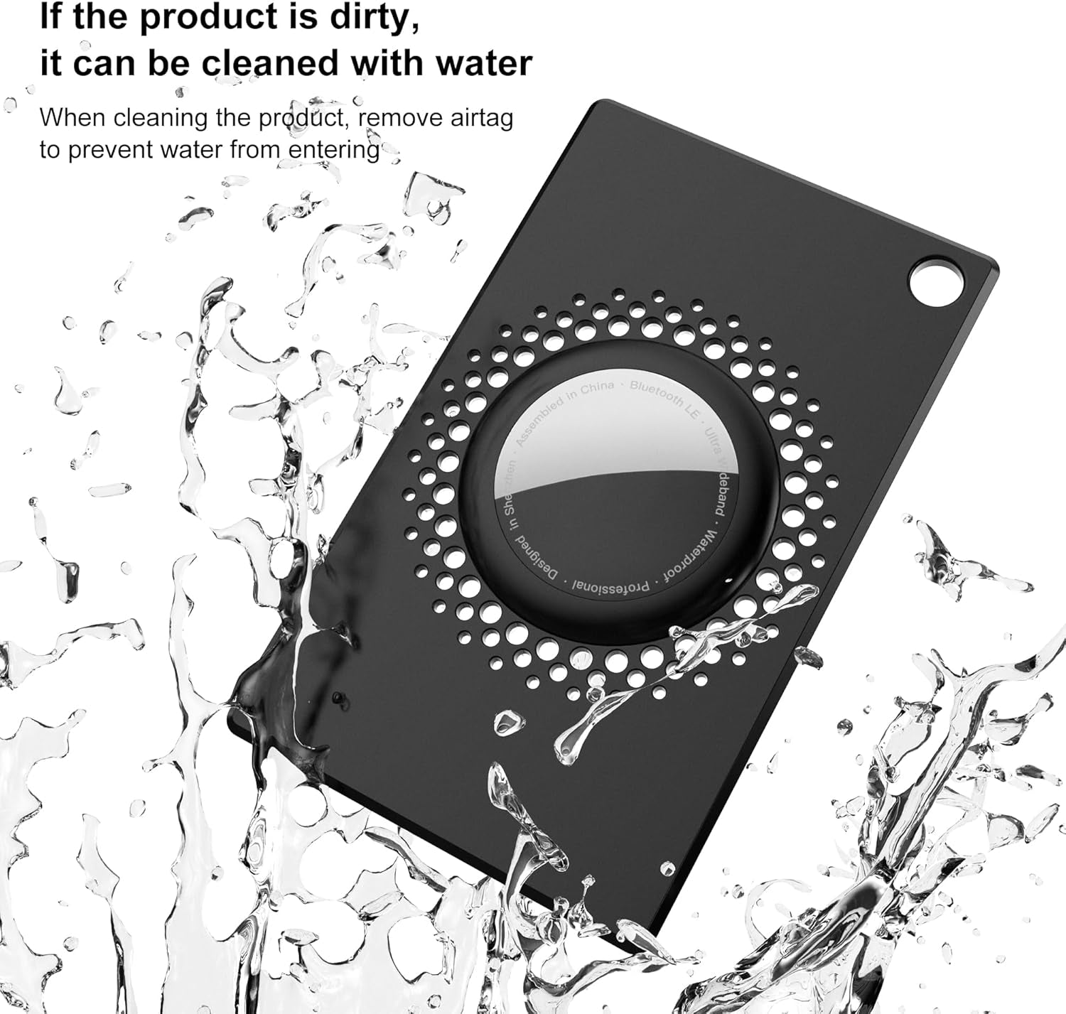 2 Pcs for Airtag Wallet Holder, Card Case for Airtags Credit Card Size with Keychain, Slim Safety Anti-Lost for Purse, Backpack, Handbag, Clutch (Black)