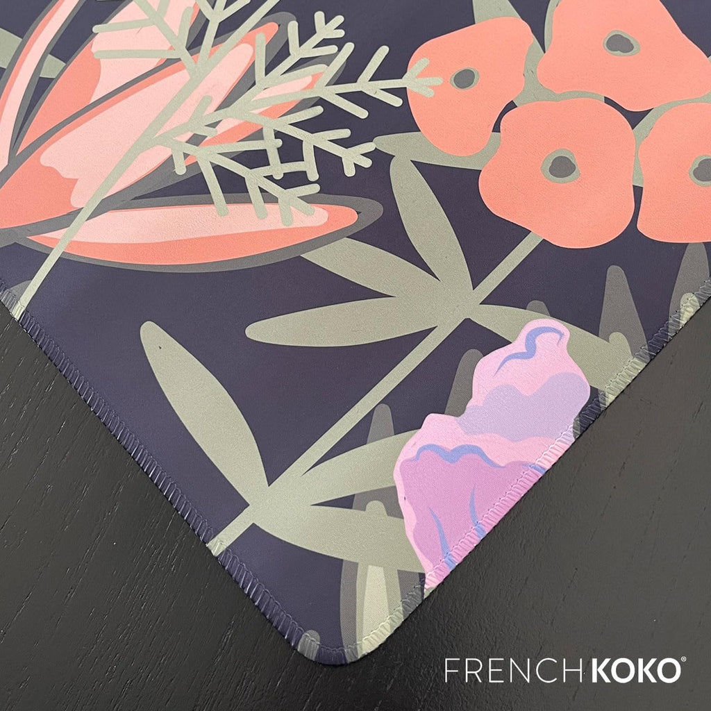 Large Floral Desk Mat - Stylish Pink Desk Pad for Keyboard and Mouse - Essential Home Office Accessory