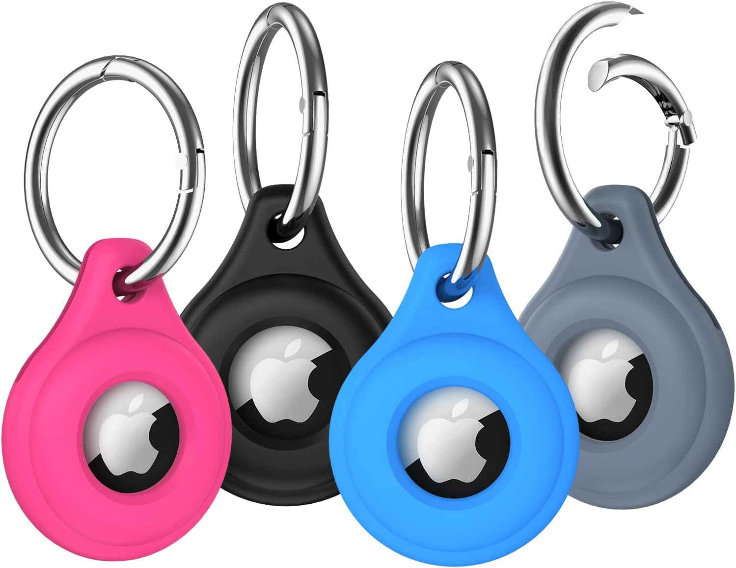 2024 Newest 4 Pack Airtag Holder Compatible with Apple Airtag, Airtag Case with Keychain, Multi-Color Protective Silicone Airtag Accessories Tracker Cover for Kids, Keys, Pets Collar, Luggage