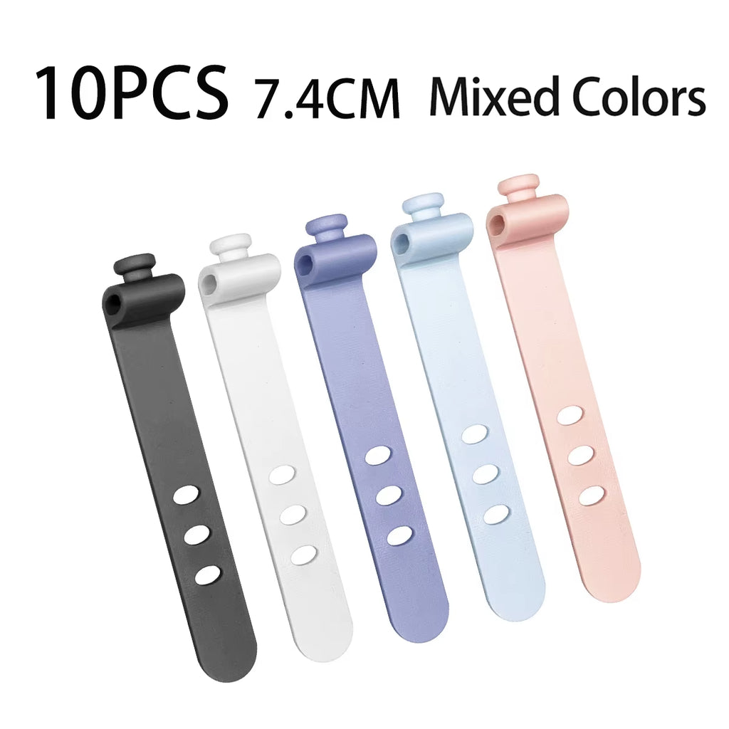 10PC Silicone Cable Strap Clips Wire Organizer Data Cable Reusable Cable Tie 3 Holes Beam Line Cord Winder Holder Keeper Manager
