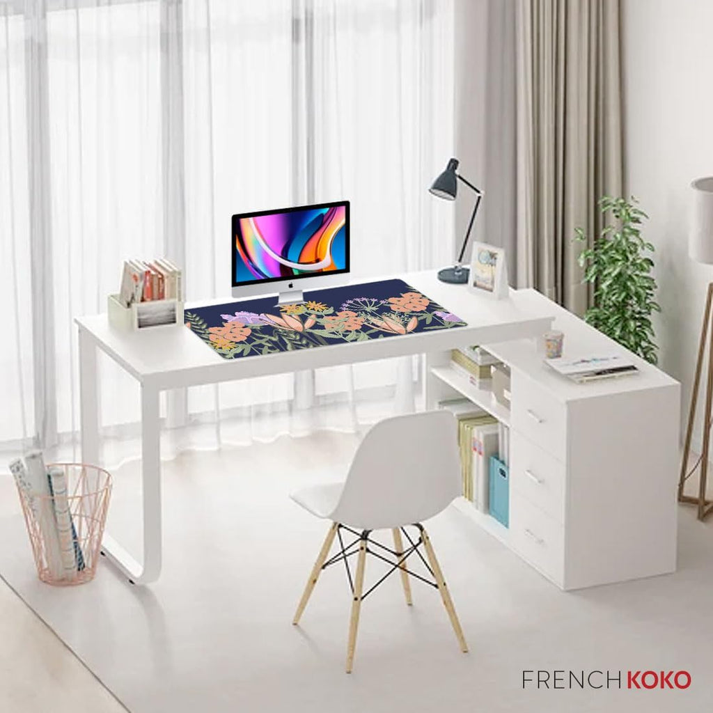 Large Floral Desk Mat - Stylish Pink Desk Pad for Keyboard and Mouse - Essential Home Office Accessory