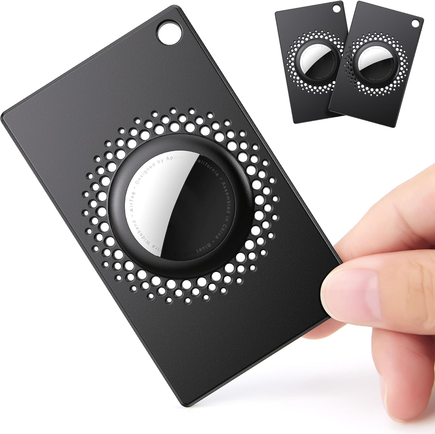 2 Pcs for Airtag Wallet Holder, Card Case for Airtags Credit Card Size with Keychain, Slim Safety Anti-Lost for Purse, Backpack, Handbag, Clutch (Black)