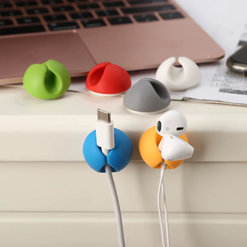 2Pcs Rubber Silicone Cable Clip Desk Tidy Organiser Wire Lead USB Charger Mouse Organizer Holder Charger Cable Collector
