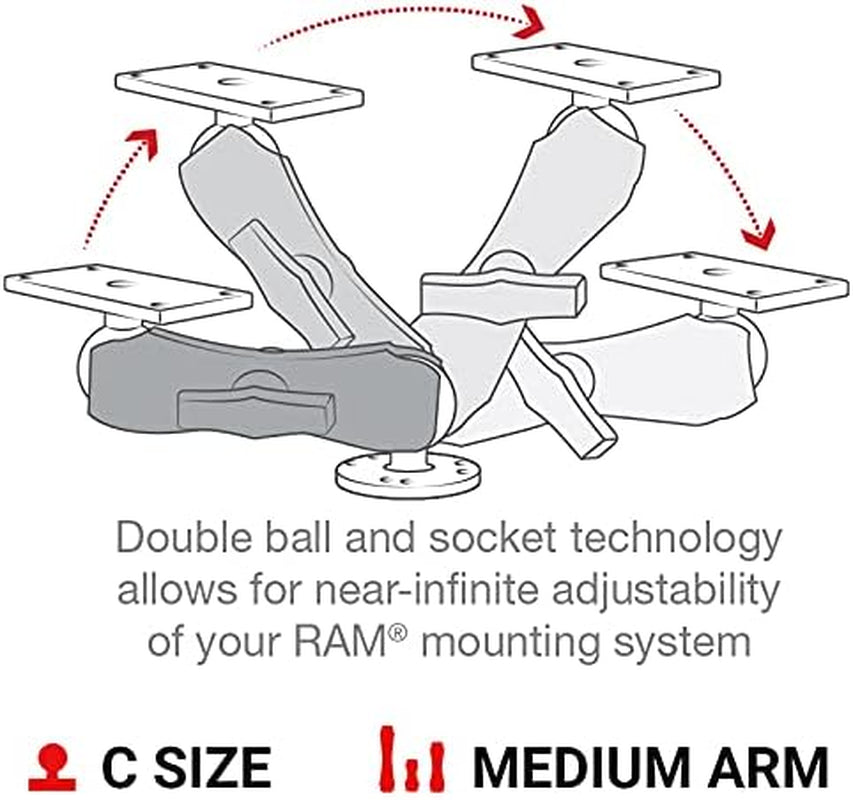 Drill-Down Double GPS Ball Mount for Humminbird Helix 7 RAM-202-24-202U with Medium Arm